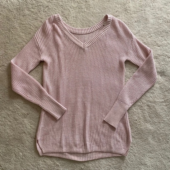 Garage Pink V-Neck Sweater - Picture 1 of 4